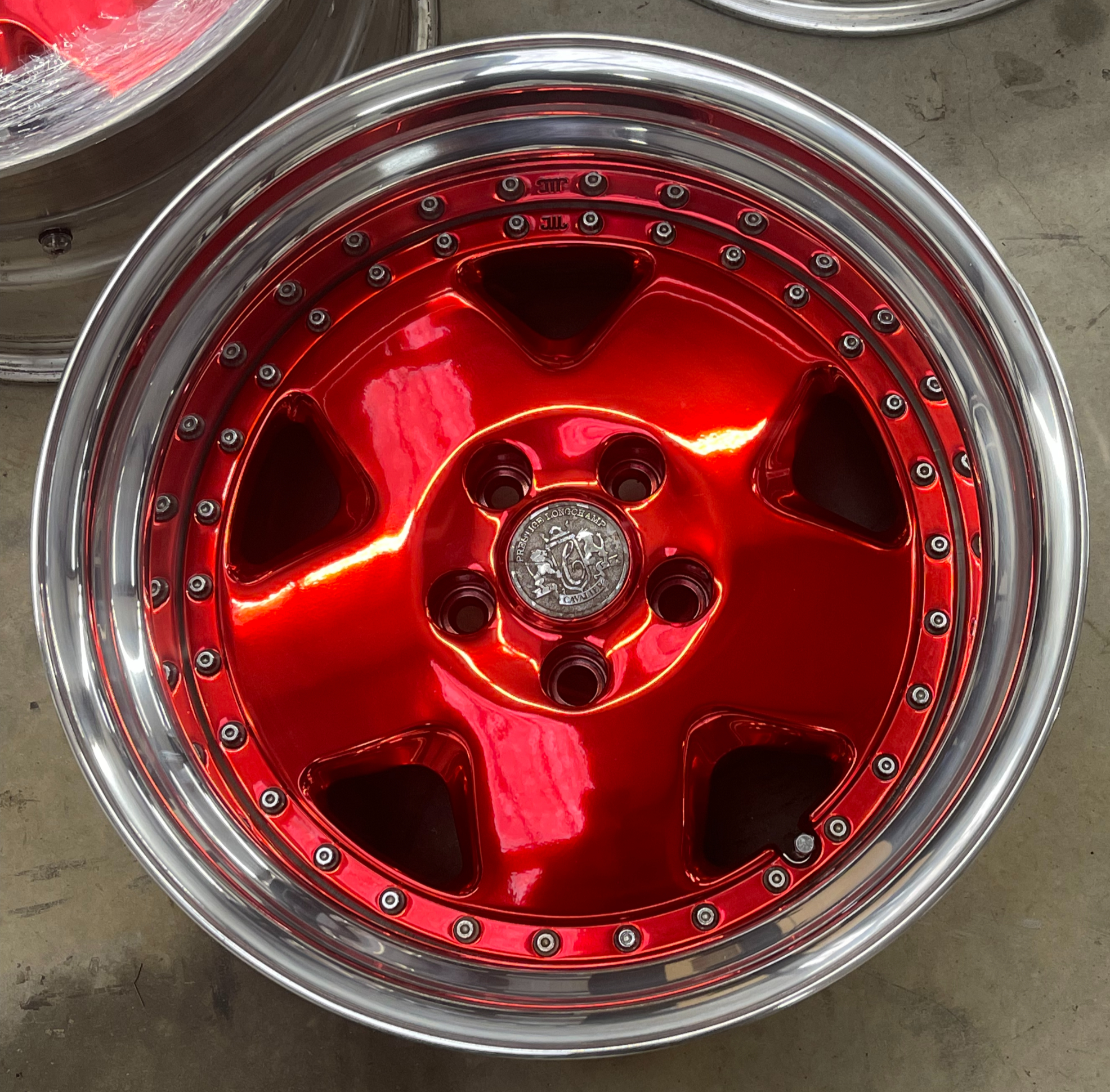 Candy red transparent powder coat with polished lip